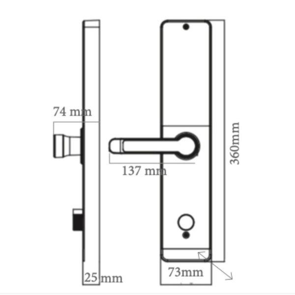 Kích thước khóa thông minh Avolock AV-61-B