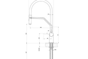 Kích thước vòi rửa bát nóng lạnh Konox Resta Chrome có dây rút