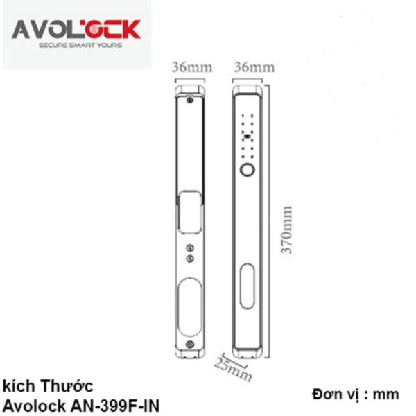 Kích thước khóa thông minh Avolock AN-399F-IN