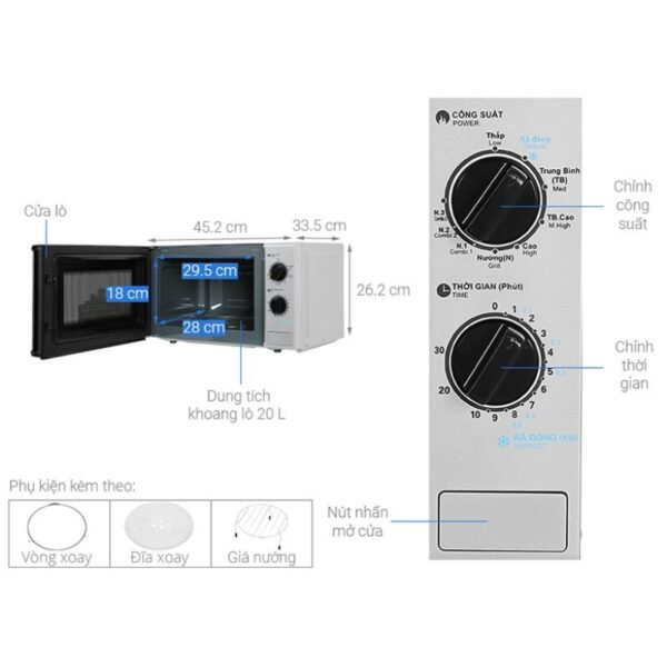 Núm chỉnh nhiệt lò vi sóng mini 20L Sharp R-G225VN-BK