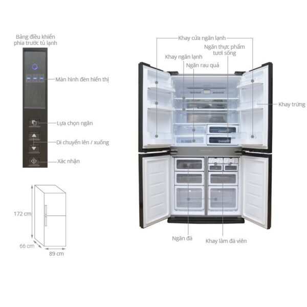 Thông số tủ lạnh 4 cánh 556 lít Sharp SJ-FX630V-ST