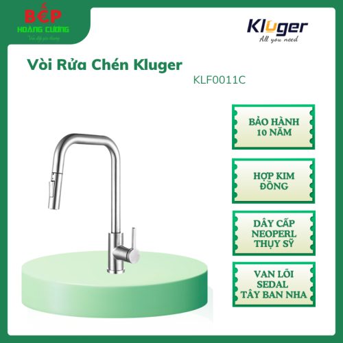 Vòi rửa bát dây rút thế hệ mới Kluger LEO Series KLF0011C Xoay 360 độ, điều chỉnh nóng/lạnh