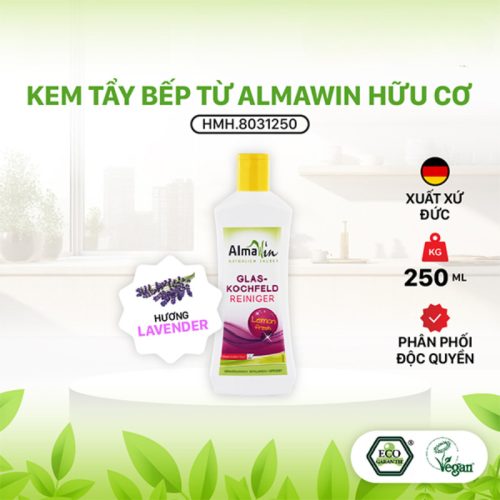 Almawin Kem Tẩy Bếp Từ Hữu Cơ 250ml – Hương Lavender - Sạch Bóng, Khử Mùi, Giữ Bếp Như Mới