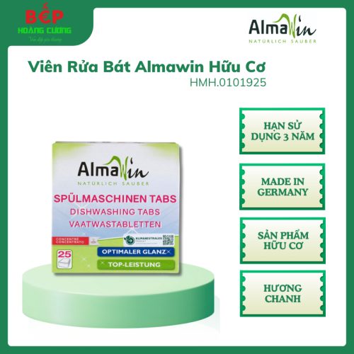 Almawin Viên Rửa Bát Hữu Cơ 25 Viên – Hương Chanh Tự Nhiên, Sạch Dầu Mỡ, Bóng Sáng Không Cặn