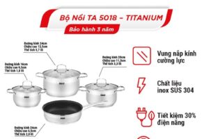 Ảnh bộ nồi chảo bếp từ Lorca TITANIUM-TA 5022