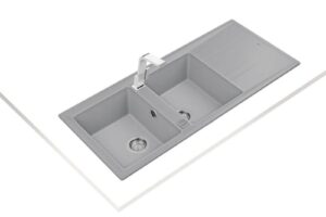 Ảnh chậu rửa bát đá 2 hố Teka MAESTRO STONE 80B-TG 2B 1D GREY 115400008