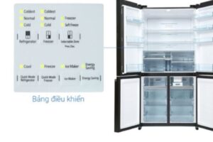 Bảng điều khiển tủ lạnh 4 cánh Inverter 569 lít Hitachi WB640PGV1 GMG
