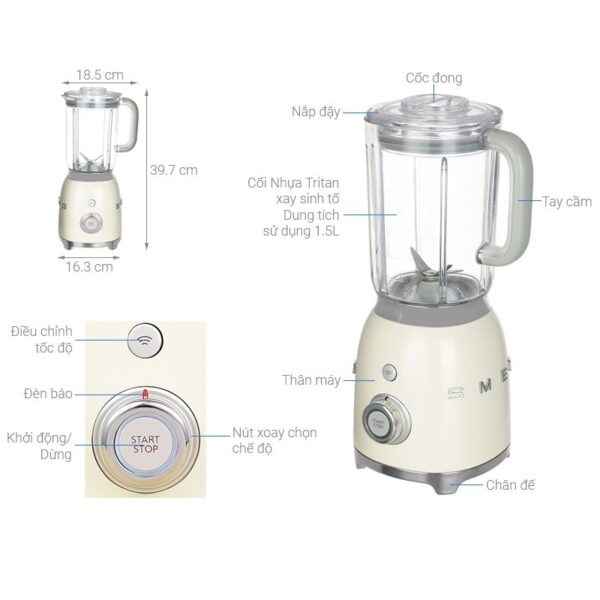 Chi tiết máy xay sinh tố Smeg BLF01CREU 535.43.635