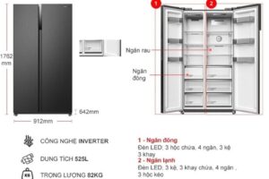 Chi tiết tủ lạnh 2 cánh side by side 525 lít Hitachi HRSN9552DDXVN