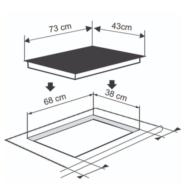 Kích thước bếp từ đôi bán âm Richborn RI7343H28M