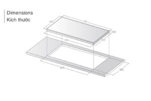 Kích thước bếp từ đôi Lorca LCI 886 Pro lắp âm
