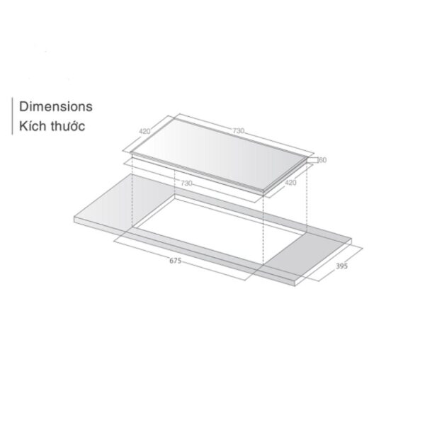 Kích thước bếp từ đôi Lorca LCI 886 Pro lắp âm