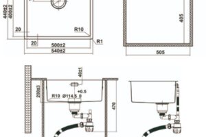 Kích thước chậu rửa bát inox 1 hố Hafele HS24-SSN1S-540 567.24.457