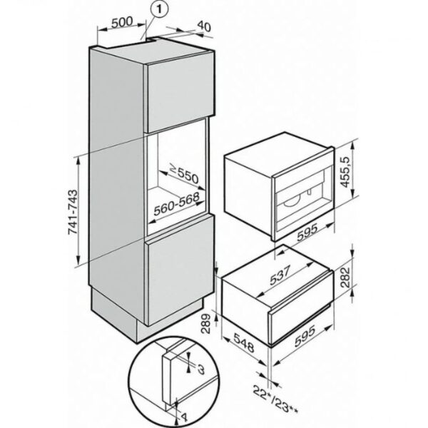 Kích thước lắp đặt máy pha cafe âm tủ Miele CVA 7845