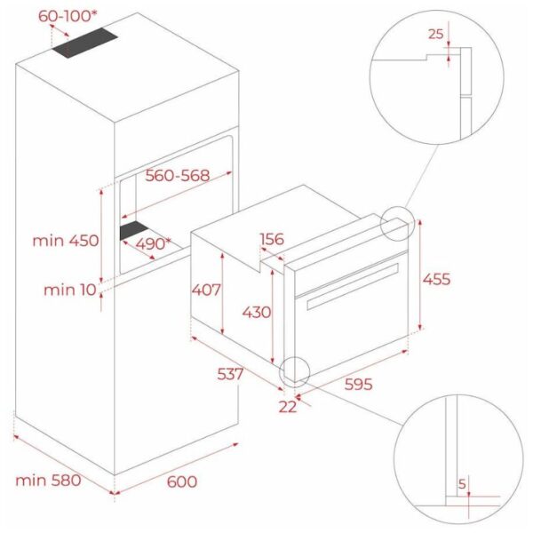 Kích thước lò hấp kết hợp nướng Teka MAESTRO HLC 8470 SC BK 111230011