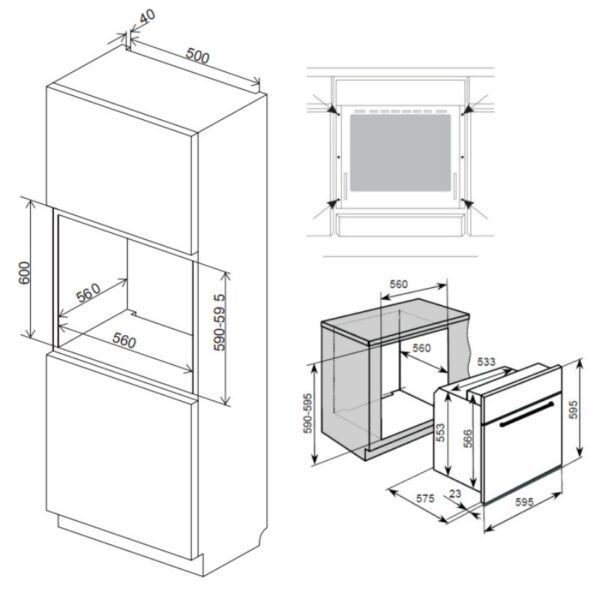 Kích thước lò nướng âm tủ Lorca TA 917