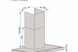 Kích thước máy hút mùi áp tường Lorca TA 6007TM-70
