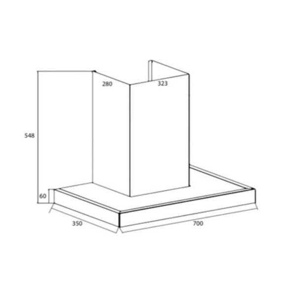 Kích thước máy hút mùi áp tường Canzy CZ D70S35