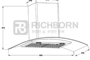 Kích thước máy hút mùi áp tường Richborn RHA70GFFB