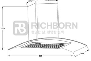 Kích thước máy hút mùi áp tường Richborn RHA70GFGS