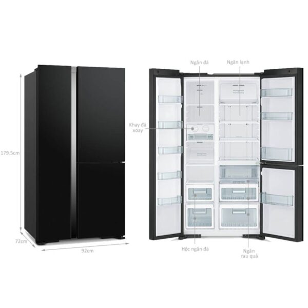 Kích thước tủ lạnh 3 cánh side by side 590 lít Hitachi M800PGV0 GBK