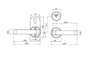 Kích thước khóa Cửa Khách Sạn HY-HL03 Silver