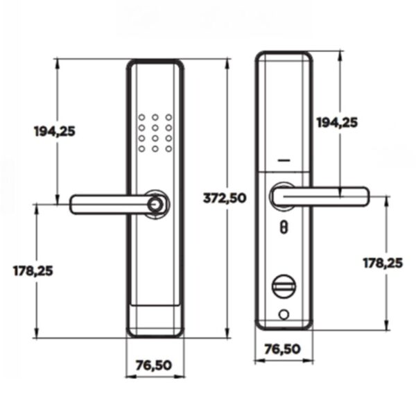 Kích thước khóa điện tử Hyundai HY-SL007 Amber Gold