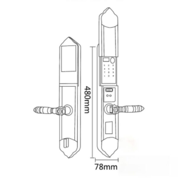 Kích thước khóa điện tử Hyundai HY-SLC8817 GOLD