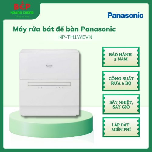 Máy rửa chén Panasonic NP-TH1WEVN, công suất 6 bộ để bàn, Sấy Nhiệt, Sấy Gió