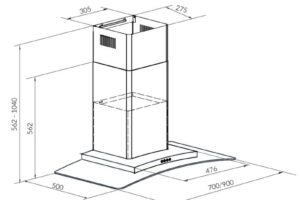 Kích thước máy hút mùi Eurosun EH-70AF81S