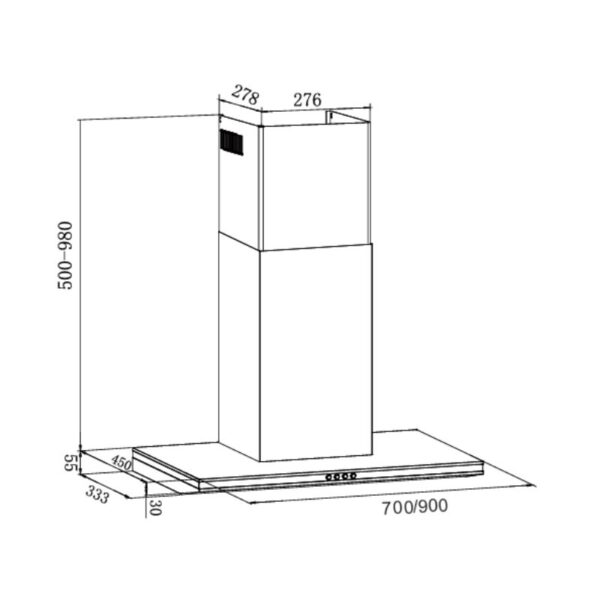 Kích thước máy hút mùi Eurosun EH-90AF75S