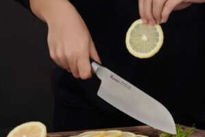 Hình ảnh dao đa năng thép Nhật Konox Damascus Eiko Series 7″ Santoku