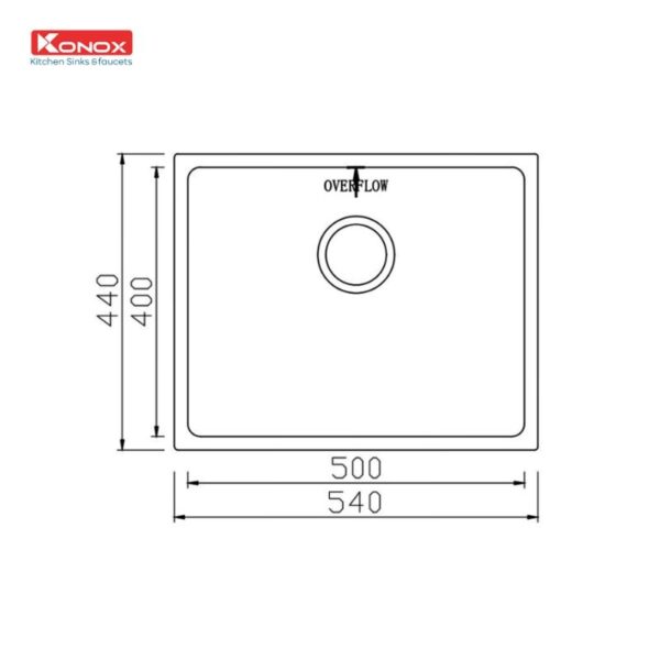 Kích thước chậu rửa bát Konox Cube 5444SU