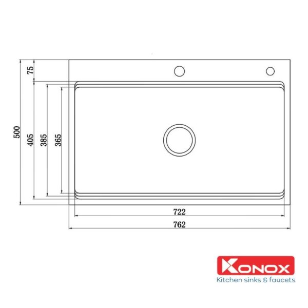 Kích thước chậu rửa bát Konox KN7650TS