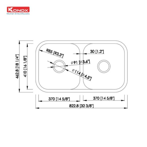 Kích thước rửa bát Konox KN8246DUA