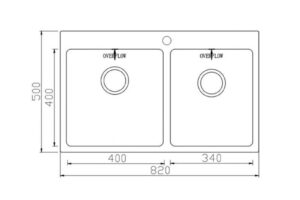 Kích thước chậu rửa bát Konox Unico 8250