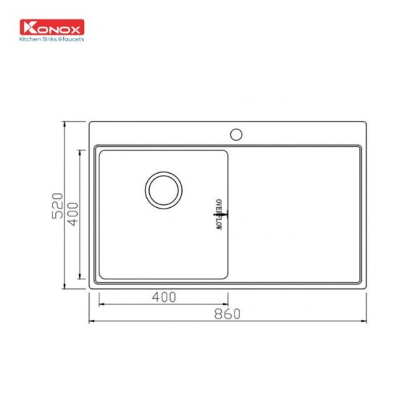 Kích thước chậu rửa bát Konox Unico 8652