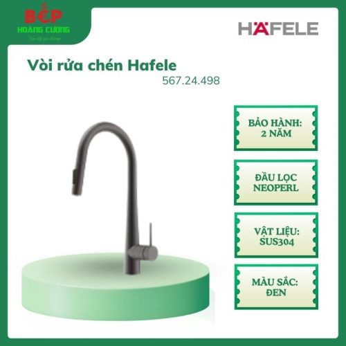 Hafele Vòi Rửa Chén Nóng Lạnh LUX-P HT25-SH1P417 – 567.24.498, Inox SUS304, Màu Đen