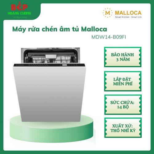 Malloca MDW14-B09FI – Máy rửa chén âm tủ – Sức chứa 14 bộ – 9 chương trình rửa – Công nghệ sấy (1)