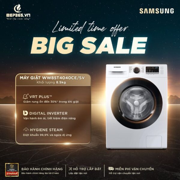 bs may giat samsung inverter 8 5 kg ww85t4040ce sv