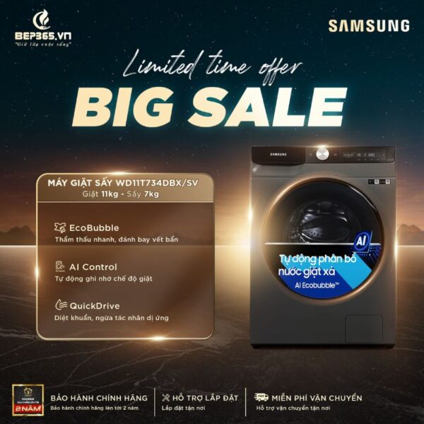bs may giat say samsung inverter ai giat 11 kg say 7 kg wd11t734dbx sv