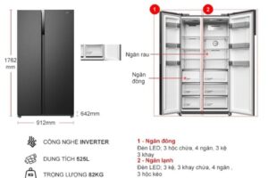 chi tiet tu lanh 2 canh side by side 525 lit hitachi hrsn9552dwdxvn