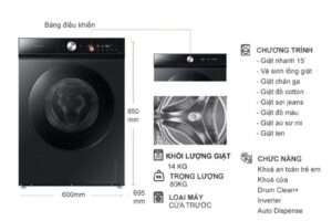 kich thuoc may giat samsung bespoke ai inverter 14 kg ww14bb944dgbsv cua truoc