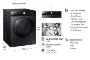kich thuoc may giat samsung inverter 11 kg ww11cb944dgbsv cua truoc