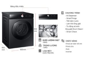 kich thuoc may giat samsung inverter 12 kg ww12cb944dgbsv cua truoc