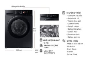 Máy Giặt Samsung Inverter 12 kg WW12CGC04DABSV cửa trước 6 kich thuoc may giat samsung inverter 12 kg ww12cgc04dabsv cua truoc