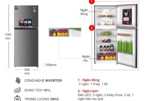 kich thuoc tu lanh 2 canh inverter 181 lit sharp sj x198v sl