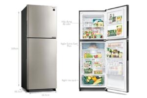kich thuoc tu lanh 2 canh inverter 330 lit sharp sj xp352ae sl