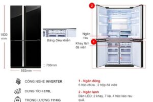 kich thuoc tu lanh 2 canh side by side inverter 678 lit sharp sj fx688vg bk