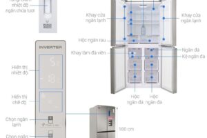kich thuoc tu lanh 4 canh multi doors inverter 401 lit sharp sj fxp480vg ch